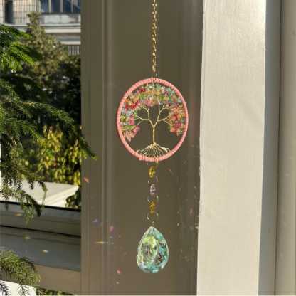 Crystal Suncatcher Tree of Life Wind Chime Rainbow Maker Window Decor
