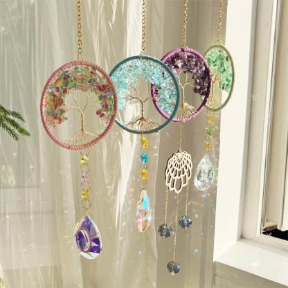 Crystal Suncatcher Tree of Life Wind Chime Rainbow Maker Window Decor
