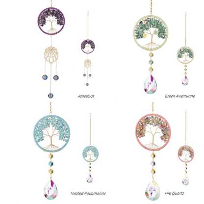 Crystal Suncatcher Tree of Life Wind Chime Rainbow Maker Window Decor