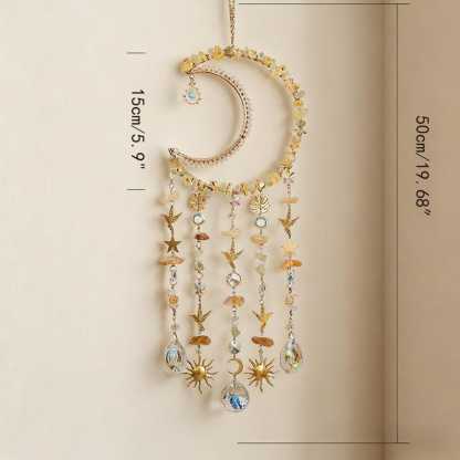 Crystal Suncatcher Crescent Moon Healing Rainbow Maker Boho Decor