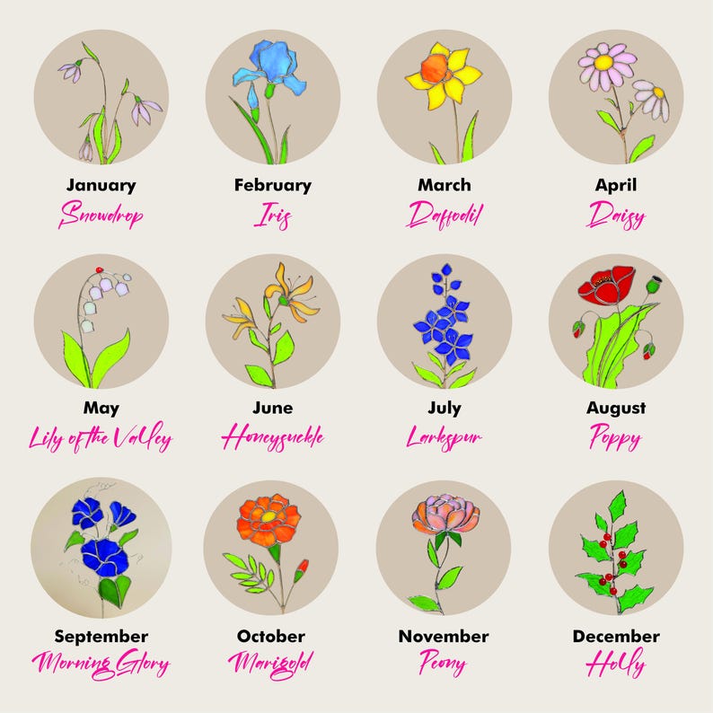 Peony Stained Glass Flower, November Birth Flower Table Decor