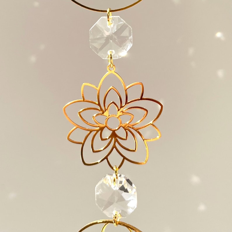 Crystal Suncatcher Flower Charm Rainbow Maker Boho Plant Window Decor