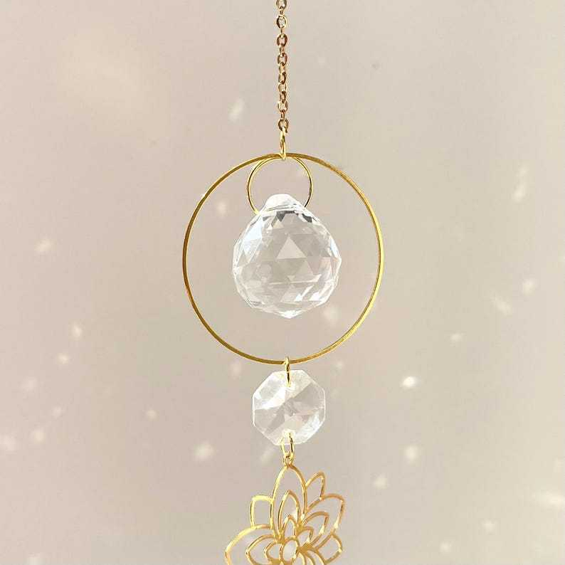 Crystal Suncatcher Flower Charm Rainbow Maker Boho Plant Window Decor
