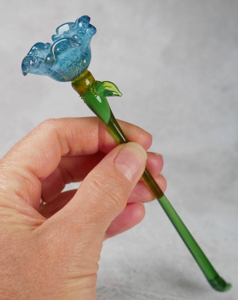 Blown Glass Forget Me Not Flower, Memorial Floral Gift Decor