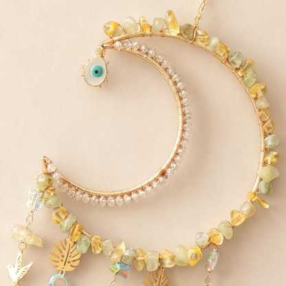 Crystal Suncatcher Crescent Moon Healing Rainbow Maker Boho Decor