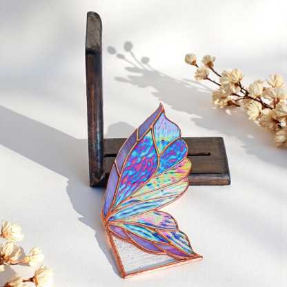 Fairy Wing Stained Glass Bookends, Fantasy Shelf Decor