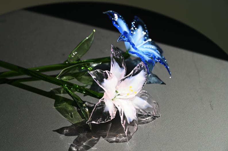 Glass Lily Flower, Elegant Floral Home Decor Accent