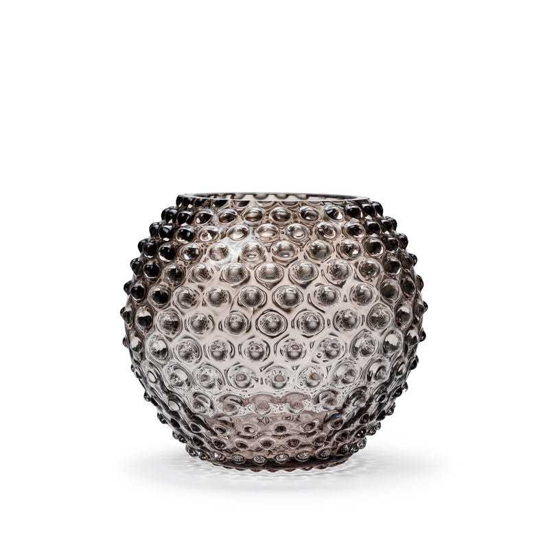 Cara Crystal Glass Vase, Hobnail Brown 18 cm