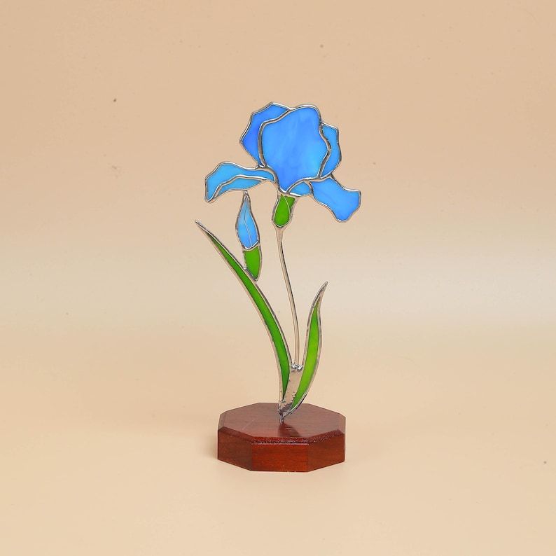 Peony Stained Glass Flower, November Birth Flower Table Decor