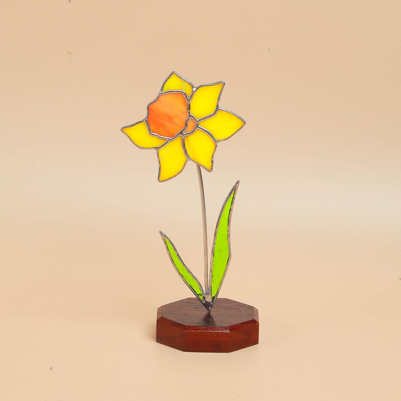 Peony Stained Glass Flower, November Birth Flower Table Decor