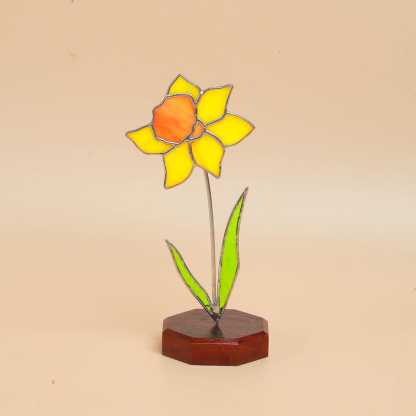 Peony Stained Glass Flower, November Birth Flower Table Decor