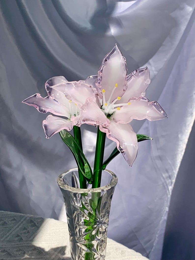 Stained Glass Lily Ornament, Floral Home Decor Accent