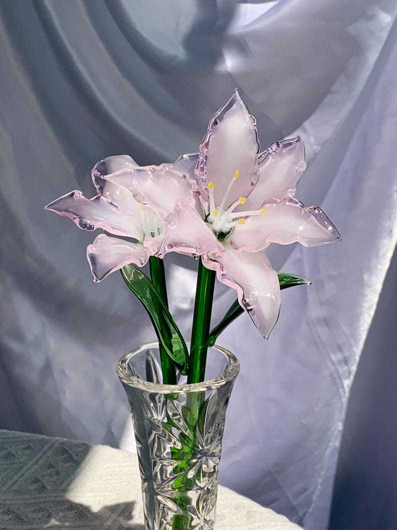 Stained Glass Lily Ornament, Floral Home Decor Accent