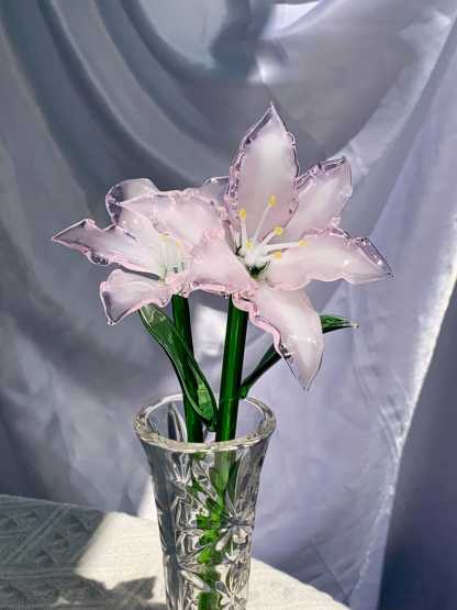 Stained Glass Lily Ornament, Floral Home Decor Accent