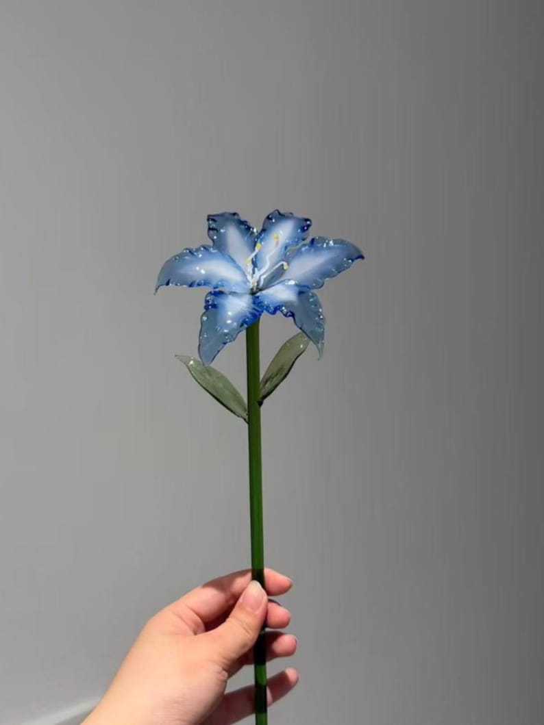 Glass Lily Flower, Elegant Floral Home Decor Accent