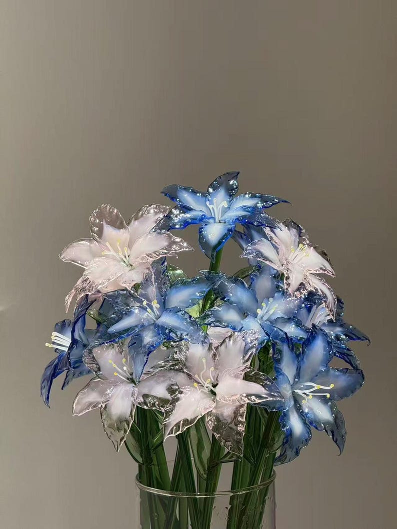 Glass Lily Flower, Elegant Floral Home Decor Accent