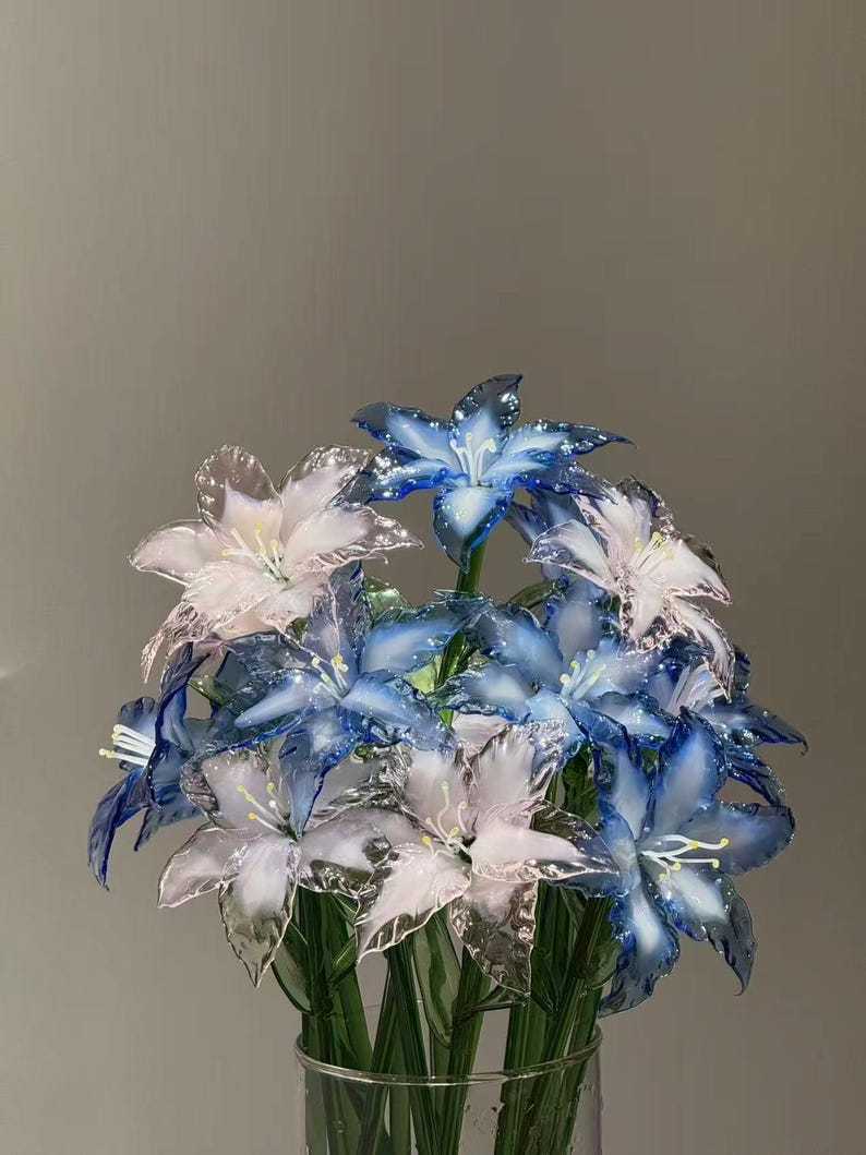 Glass Lily Flower, Elegant Floral Home Decor Accent