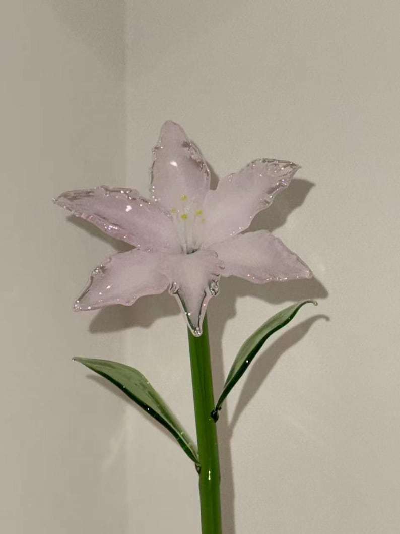 Glass Lily Flower, Elegant Floral Home Decor Accent