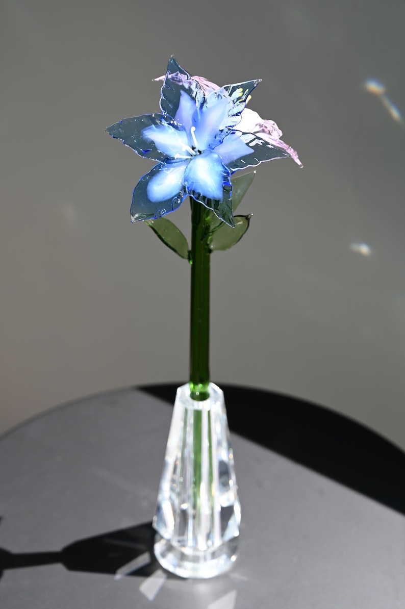 Glass Lily Flower, Elegant Floral Home Decor Accent