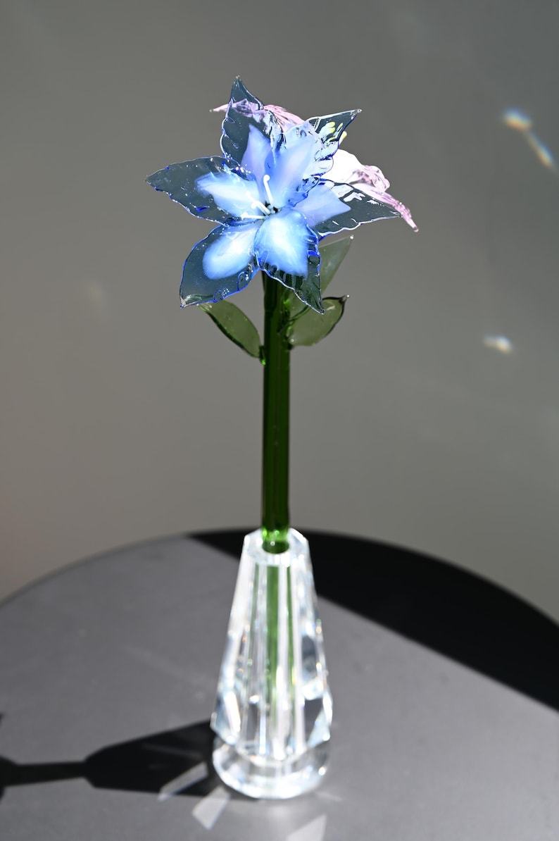 Glass Lily Flower, Elegant Floral Home Decor Accent