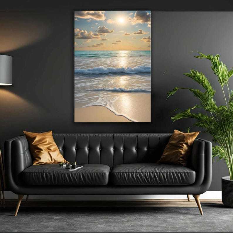 Tempered Glass Wall Art: Serene Ocean Sunrise, Beach Decor