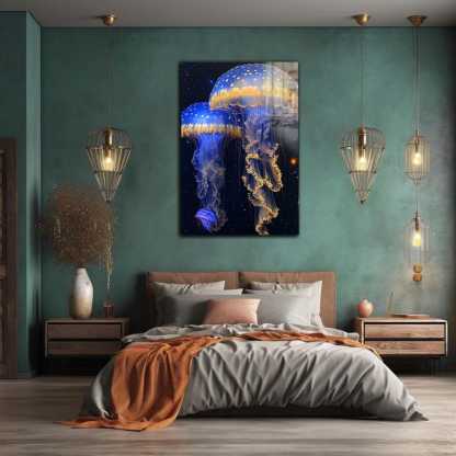 Jellyfish Glass Wall Art – Ocean Design Ready to Hang