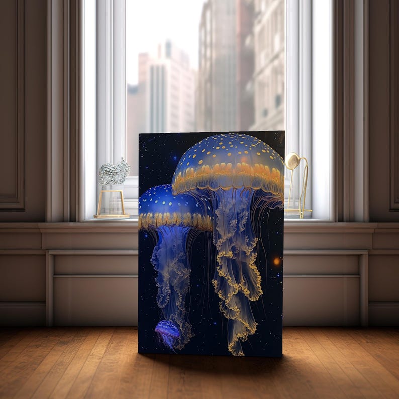 Jellyfish Glass Wall Art – Ocean Design Ready to Hang