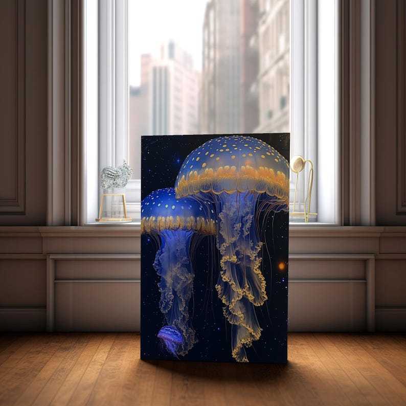 Jellyfish Glass Wall Art – Ocean Design Ready to Hang