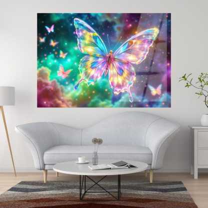 Butterfly Glass Wall Art – Vivid Colorful Modern Decor