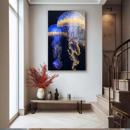 Jellyfish Glass Wall Art – Ocean Design Ready to Hang