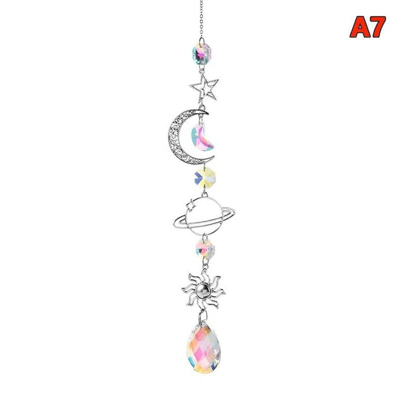 Crystal Suncatcher Moon Prism Wind Chime Rainbow Window Decor