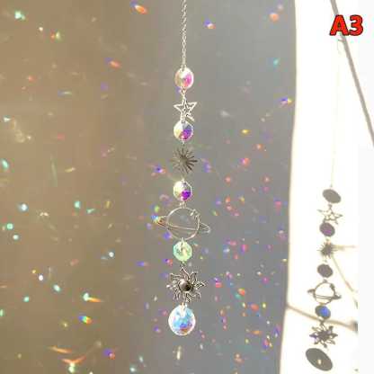 Crystal Suncatcher Moon Prism Wind Chime Rainbow Window Decor