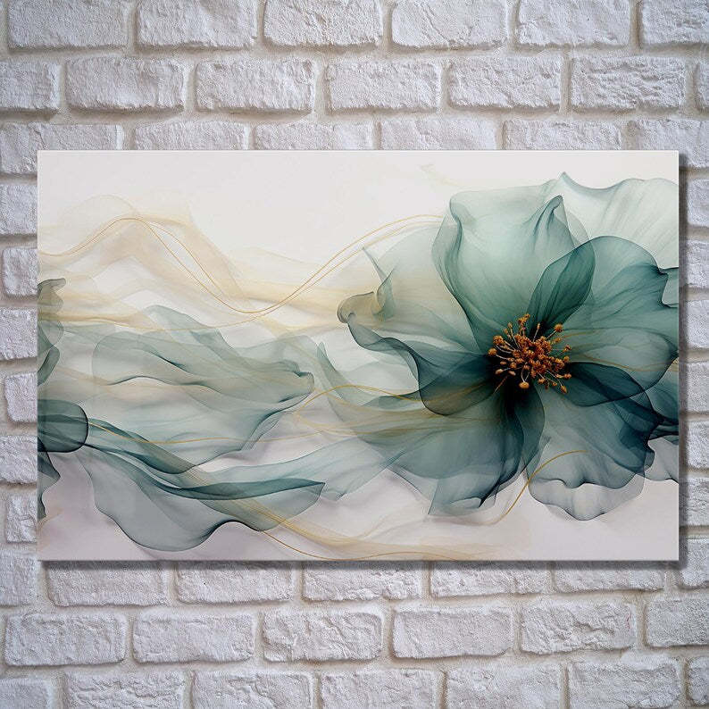 Elegant Floral Breeze Glass Wall Art – Modern Design