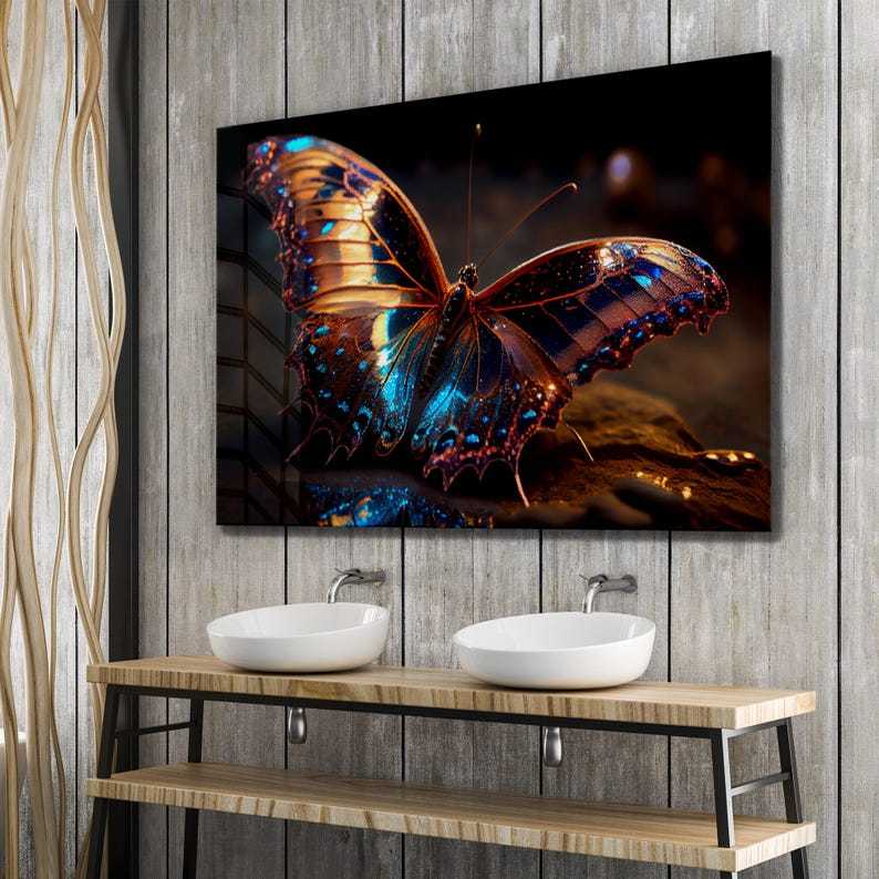 Sparkling Butterfly Glass Wall Art – Nature Inspired Decor