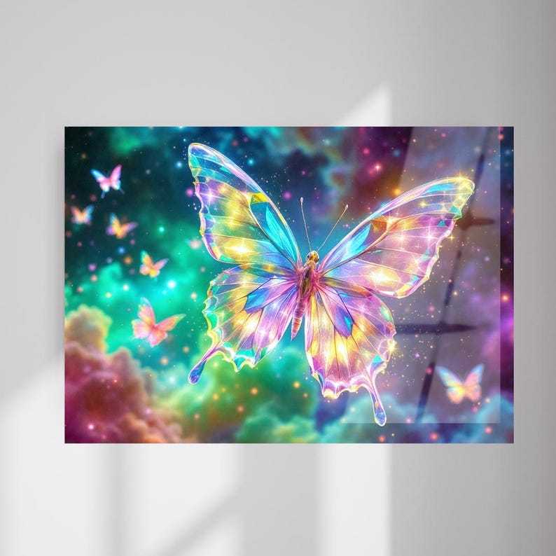Butterfly Glass Wall Art – Vivid Colorful Modern Decor
