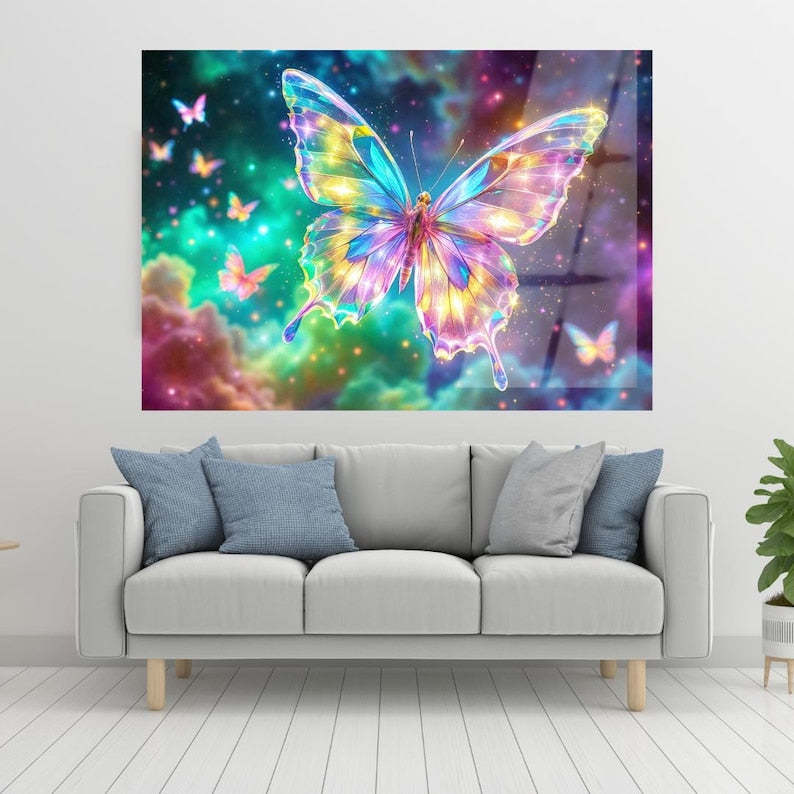 Butterfly Glass Wall Art – Vivid Colorful Modern Decor