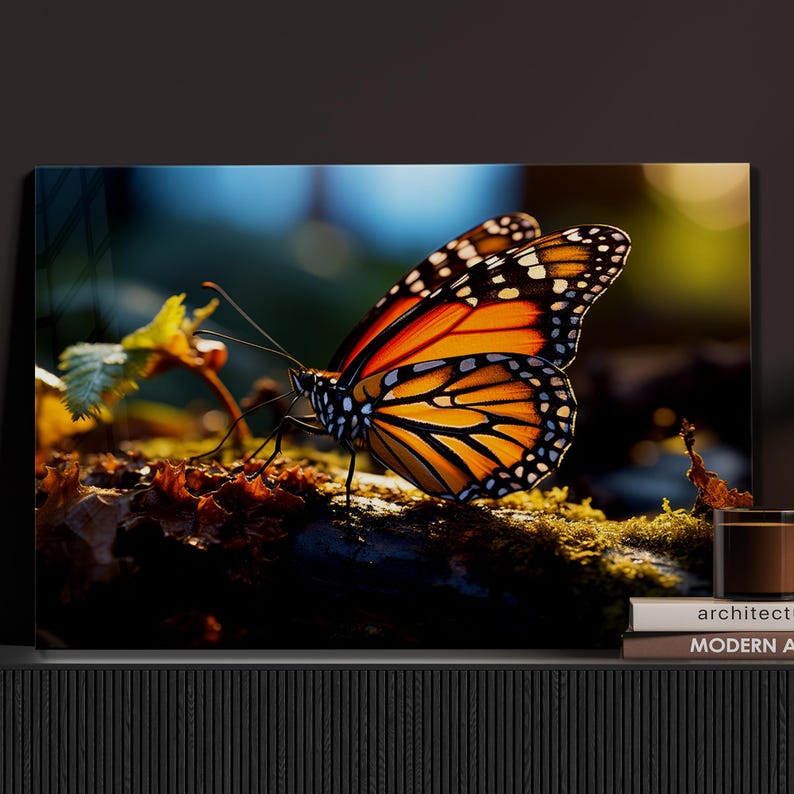 Butterfly on Leaf Glass Wall Art – Nature Inspired Decor