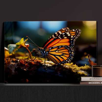 Butterfly on Leaf Glass Wall Art – Nature Inspired Decor