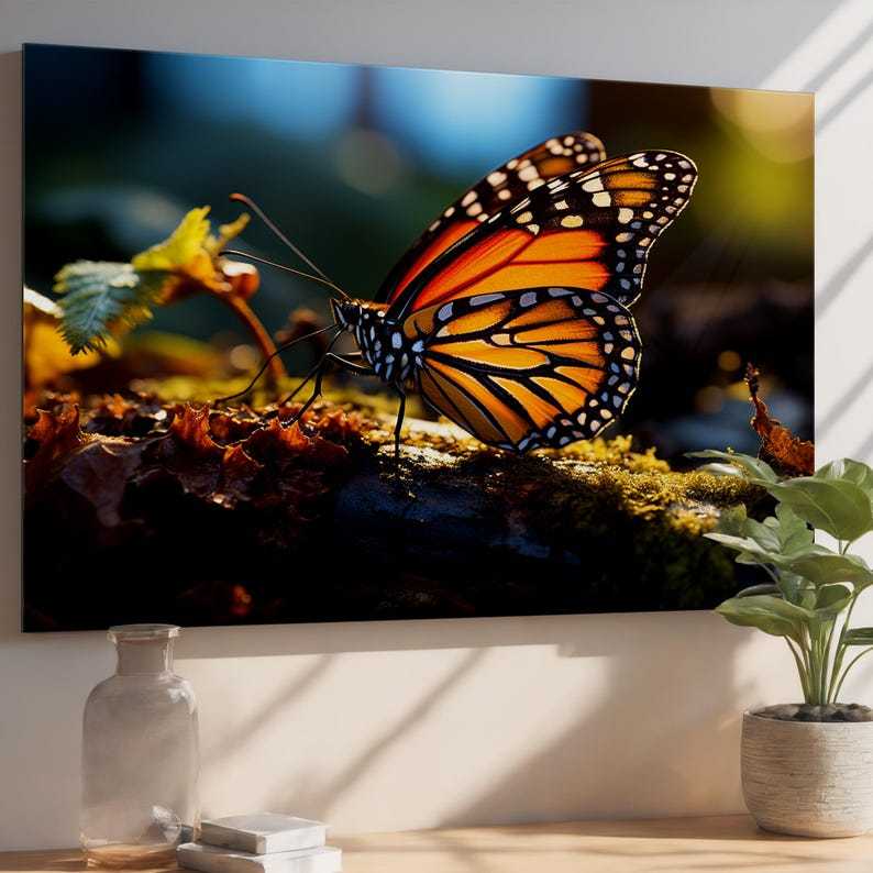 Butterfly on Leaf Glass Wall Art – Nature Inspired Decor