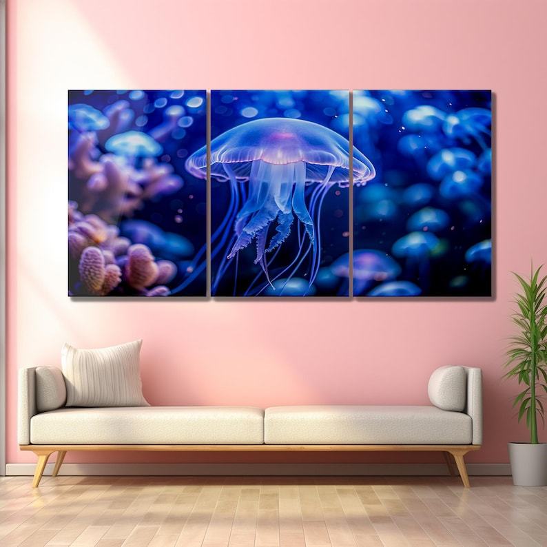 Jellyfish Glow Glass Wall Art – Modern Ocean Design