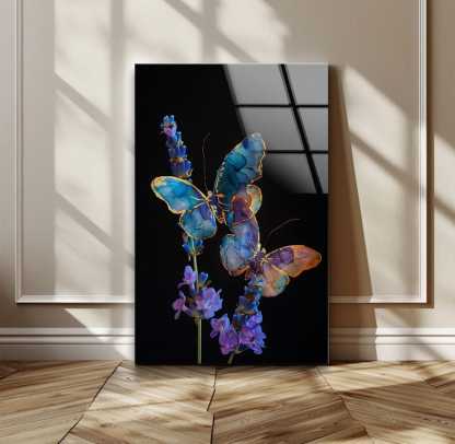Butterfly Glass Wall Art – Modern Oil Painting Style