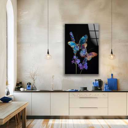 Butterfly Glass Wall Art – Modern Oil Painting Style