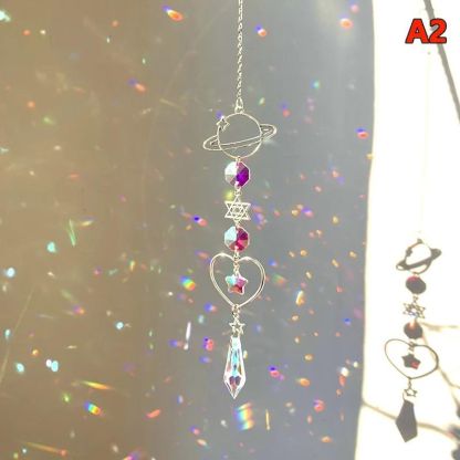 Crystal Suncatcher Moon Prism Wind Chime Rainbow Window Decor