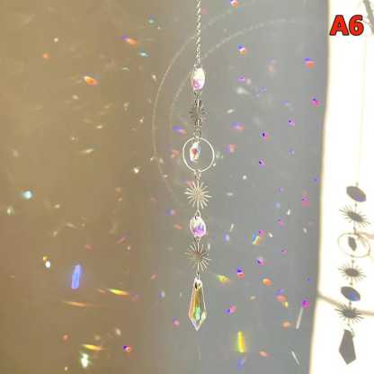 Crystal Suncatcher Moon Prism Wind Chime Rainbow Window Decor