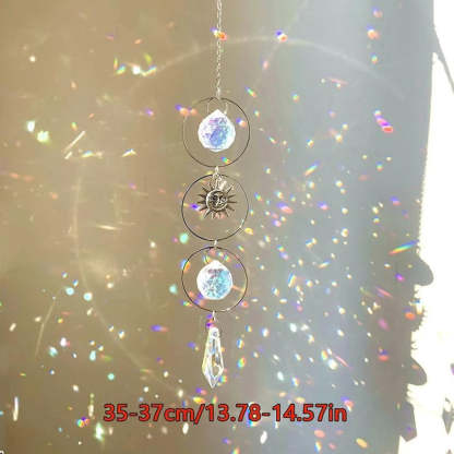 Crystal Suncatcher Moon Prism Wind Chime Rainbow Window Decor