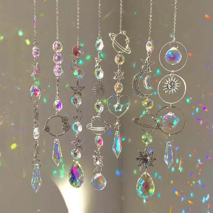 Crystal Suncatcher Moon Prism Wind Chime Rainbow Window Decor