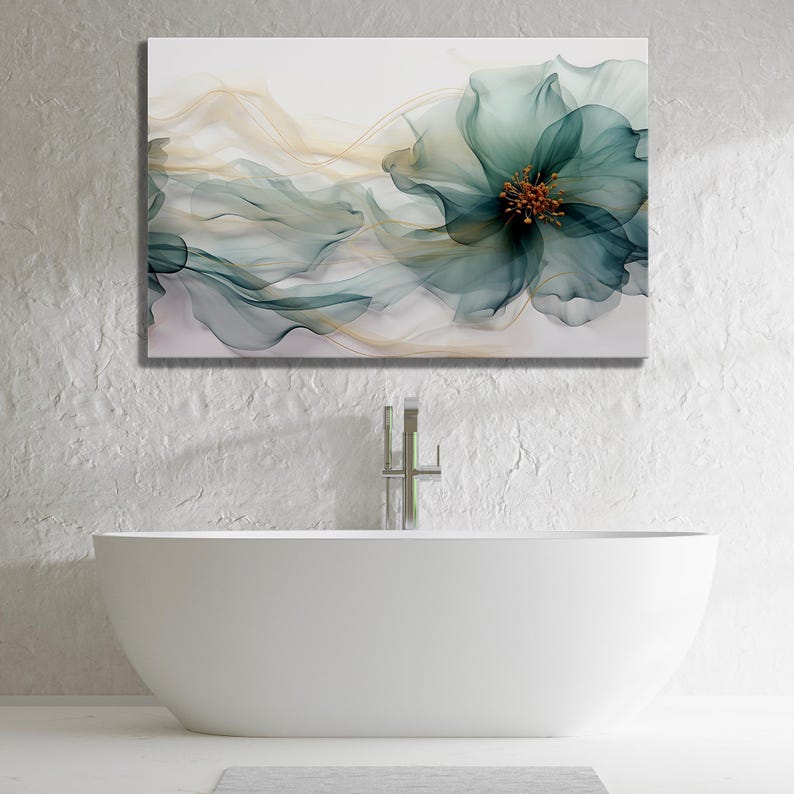 Elegant Floral Breeze Glass Wall Art – Modern Design