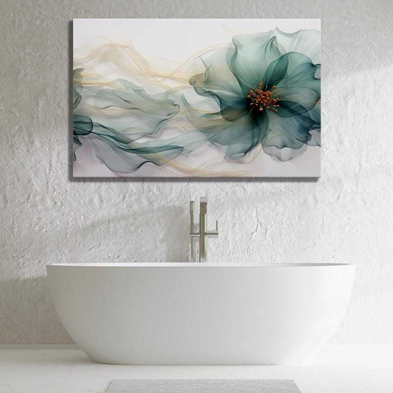 Elegant Floral Breeze Glass Wall Art – Modern Design