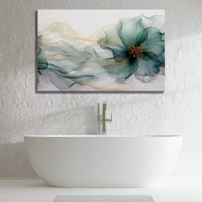 Elegant Floral Breeze Glass Wall Art – Modern Design