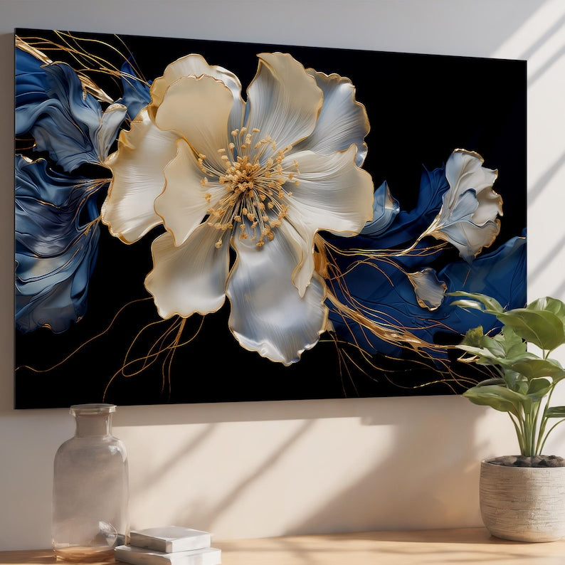 Floral Glass Wall Art – Modern Botanical Print Design